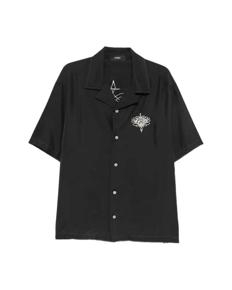 Amiri Logo-embroidered Short-sleeve Shirt Black