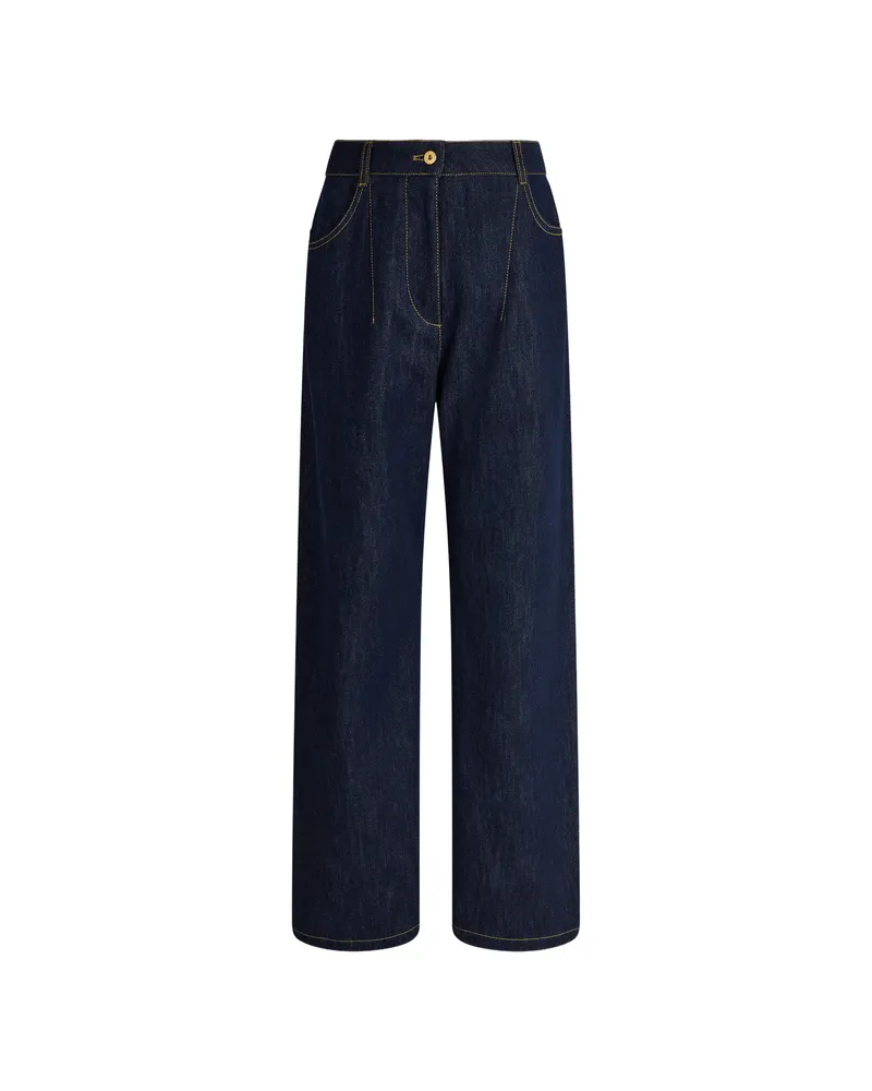 Patou Boyfriend Contrast-stitch Wide-leg Jeans Blue