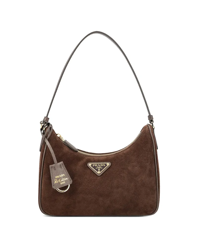 Prada Re-Edition 2005 Suede Shoulder Bag Brown