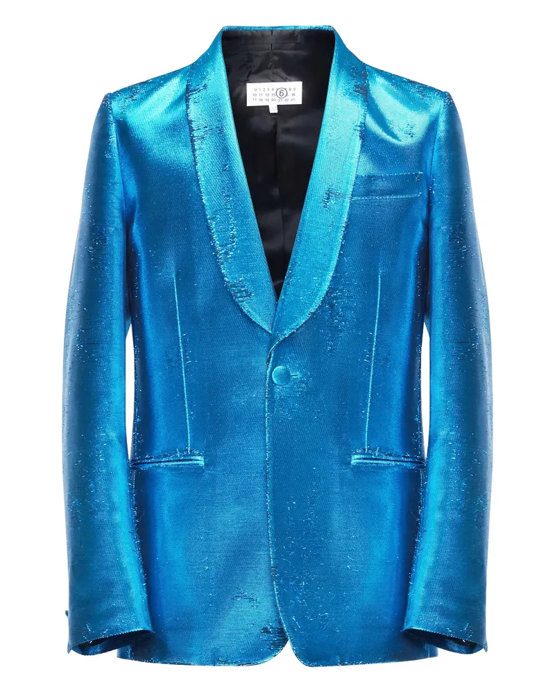 Maison Margiela Metallic Shawl-lapel Blazer Blue