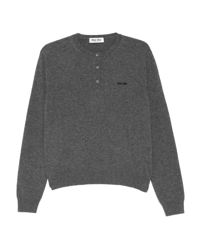 Miu Miu Button Logo Sweater Grey