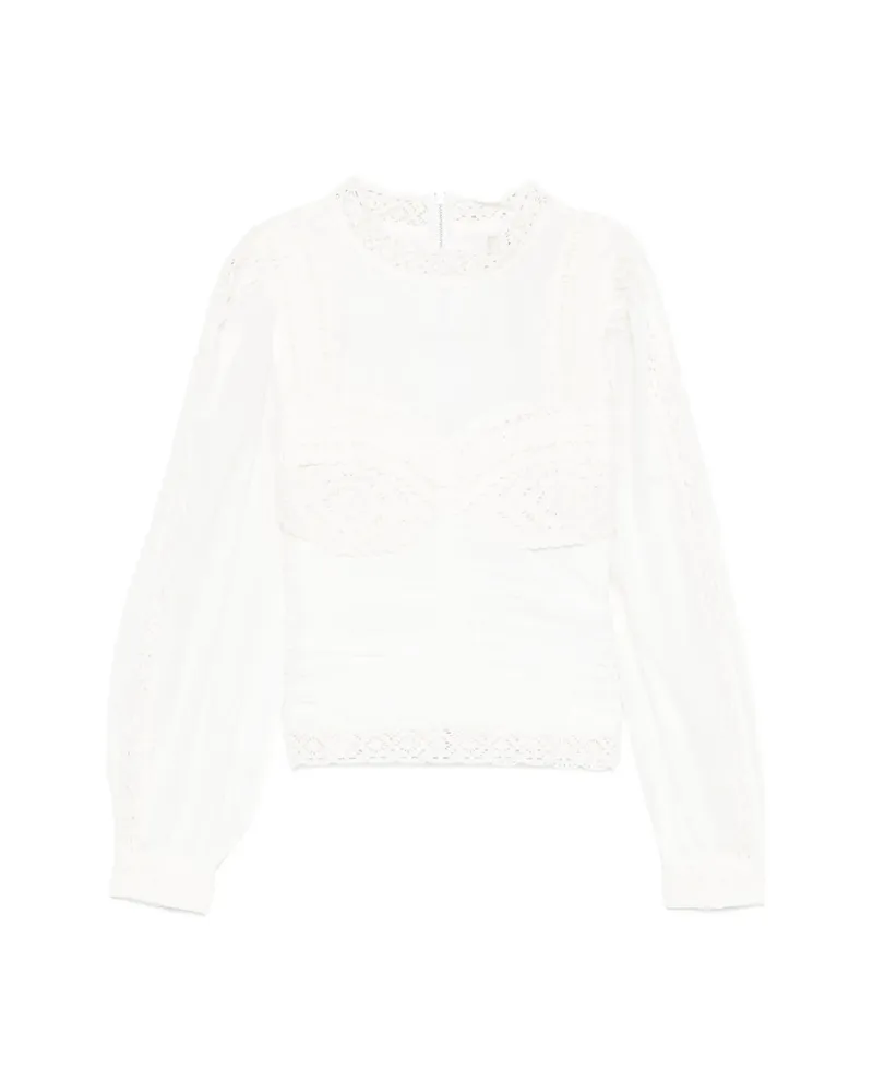 FARM Rio Lace Long-sleeve Blouse White