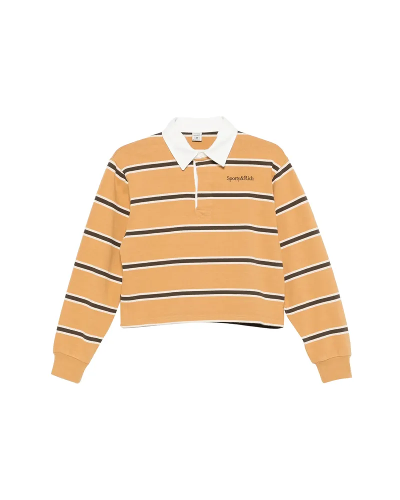 SPORTY & RICH Striped-patterm Polo Top Neutrals