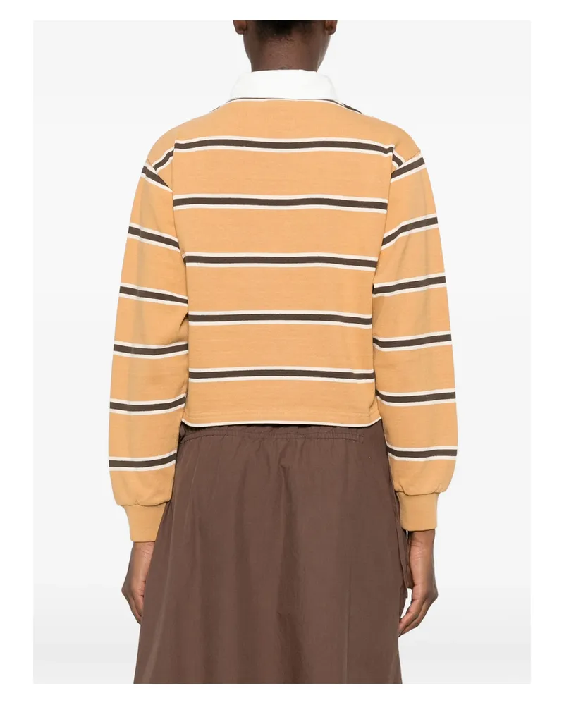 SPORTY & RICH Striped-patterm Polo Top Neutrals