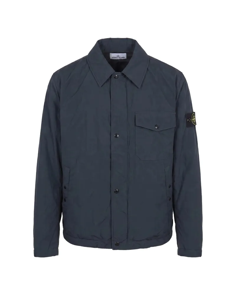Stone Island Logo-patch Button-fastening Jacket Blue