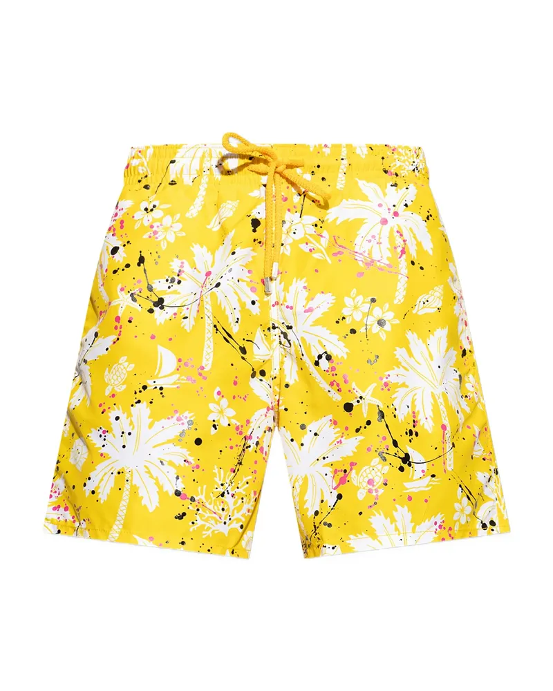 Palm Angels Palm-tree Swim Shorts Yellow