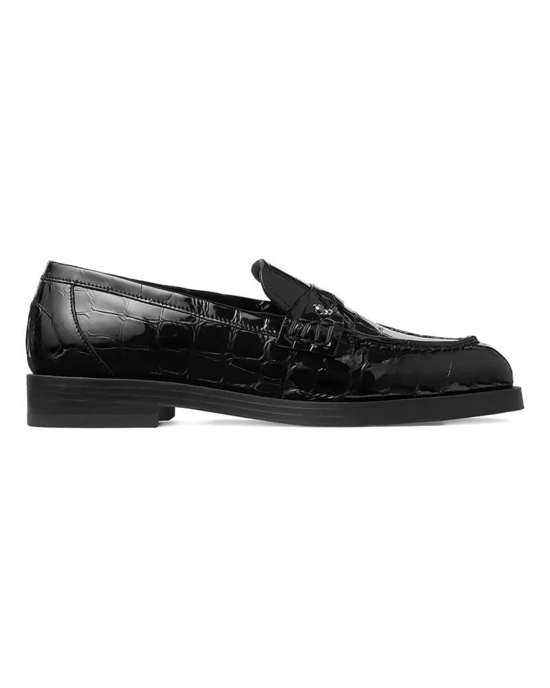 Jimmy Choo Ivy Crocodile-embossed Loafers Black