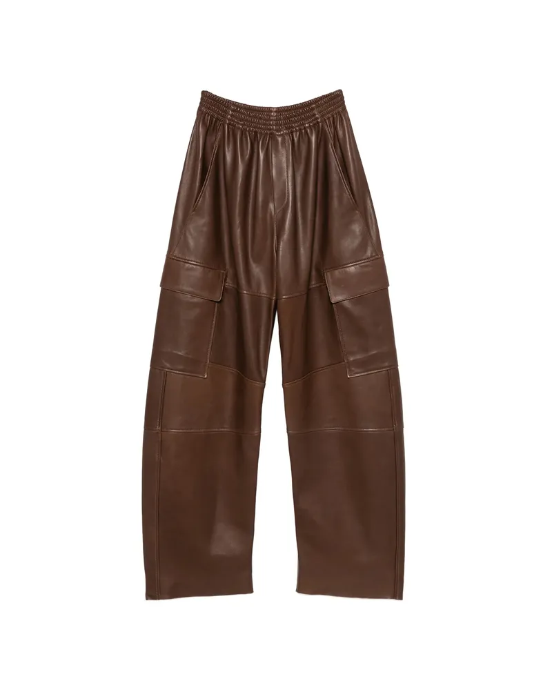 Petar Petrov Leather Cargo Pants Brown