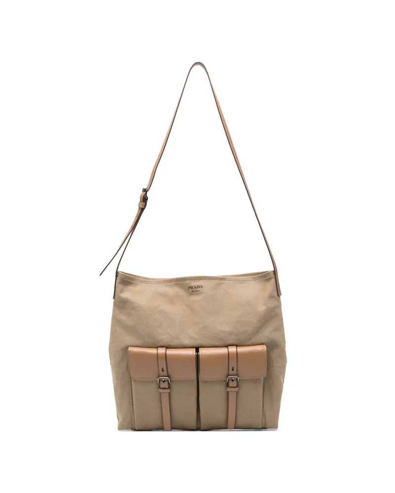 Prada Flap-pockets Shoulder Bag Neutrals