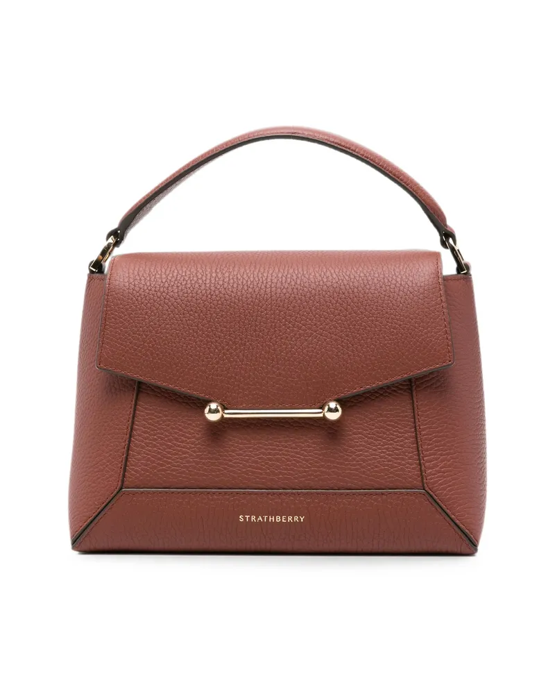 Strathberry Mosaic Leather Tote Bag Brown