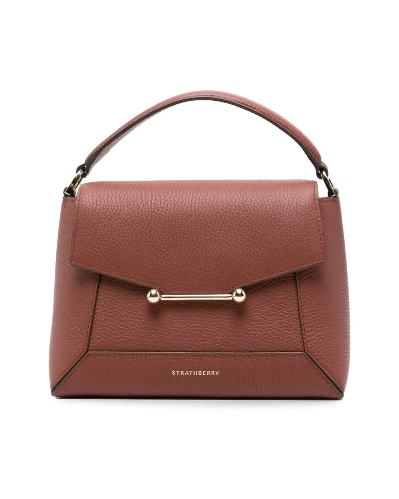 Strathberry Mosaic Leather Tote Bag Brown