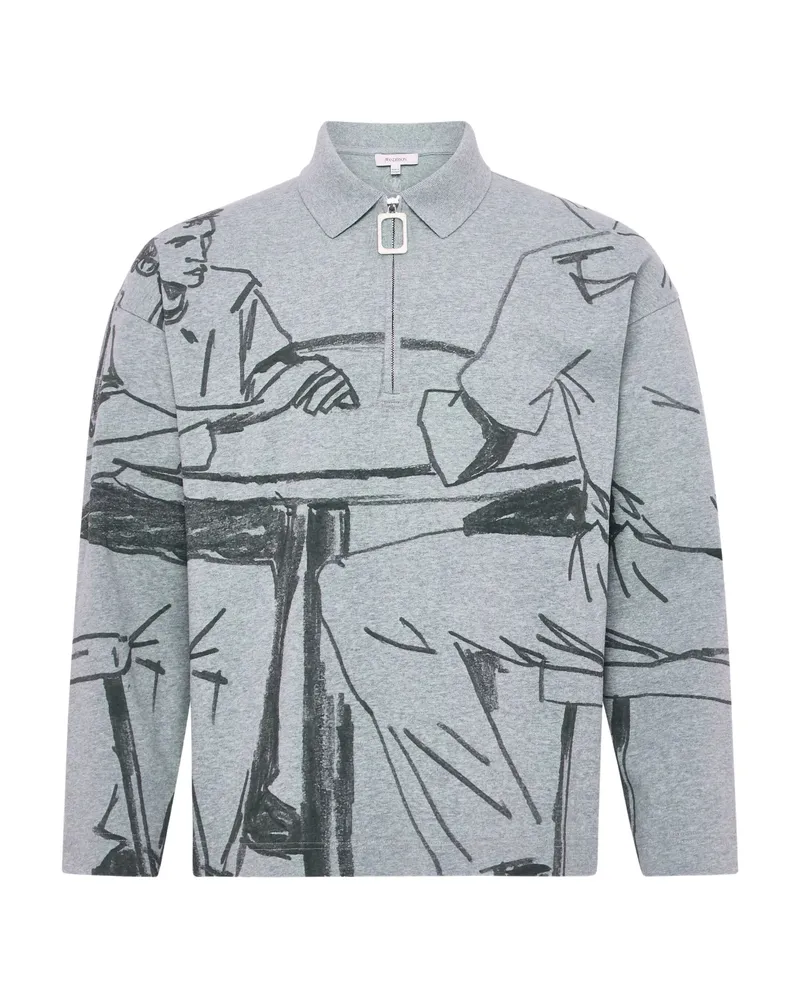 J.W.Anderson Half-zip Illustration Sweatshirt Grey