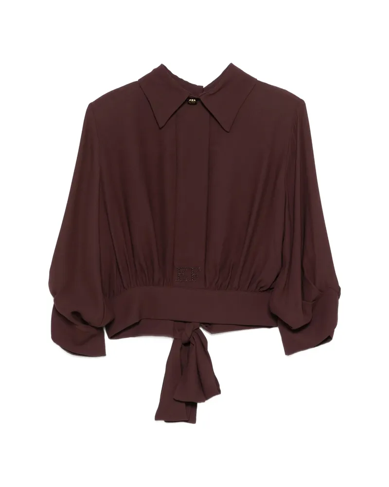 Elisabetta Franchi Collar Tie-waist Blouse Brown