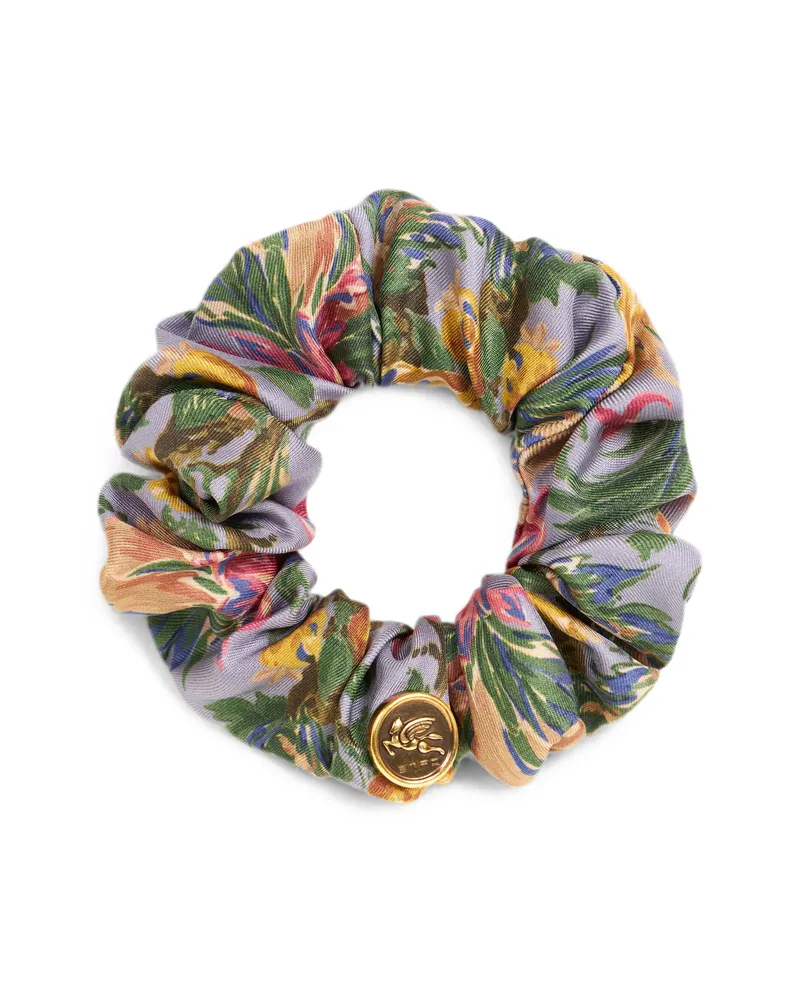 Etro SILK SCRUNCHIE WITH FLORAL MOTIF Purple