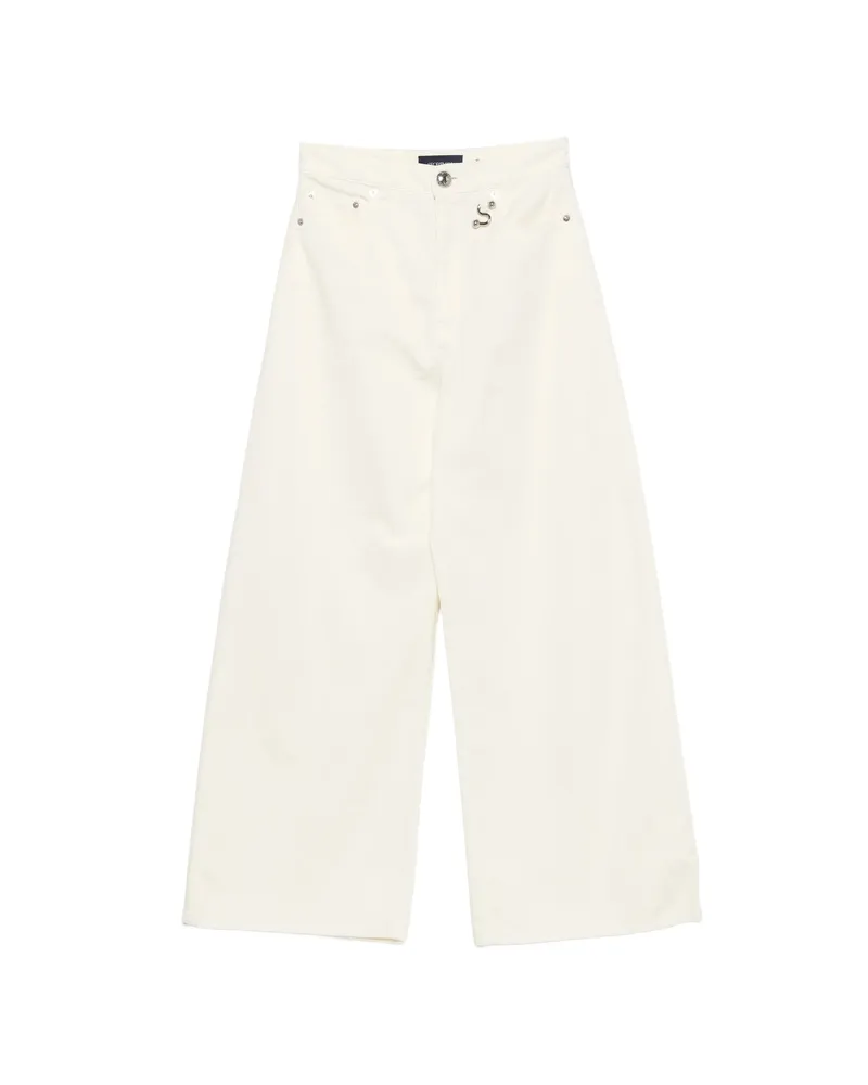 SPORTMAX Logo-patch Wide-leg Jeans White