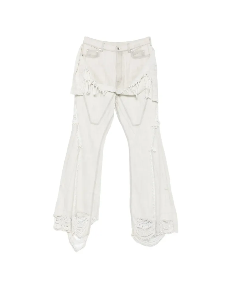 DRKSHDW by Rick Owens Fringed Distressed Button-fastening Jeans White