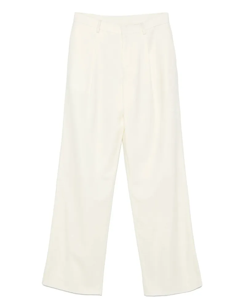 LARDINI Pleated Wool Trousers Neutrals