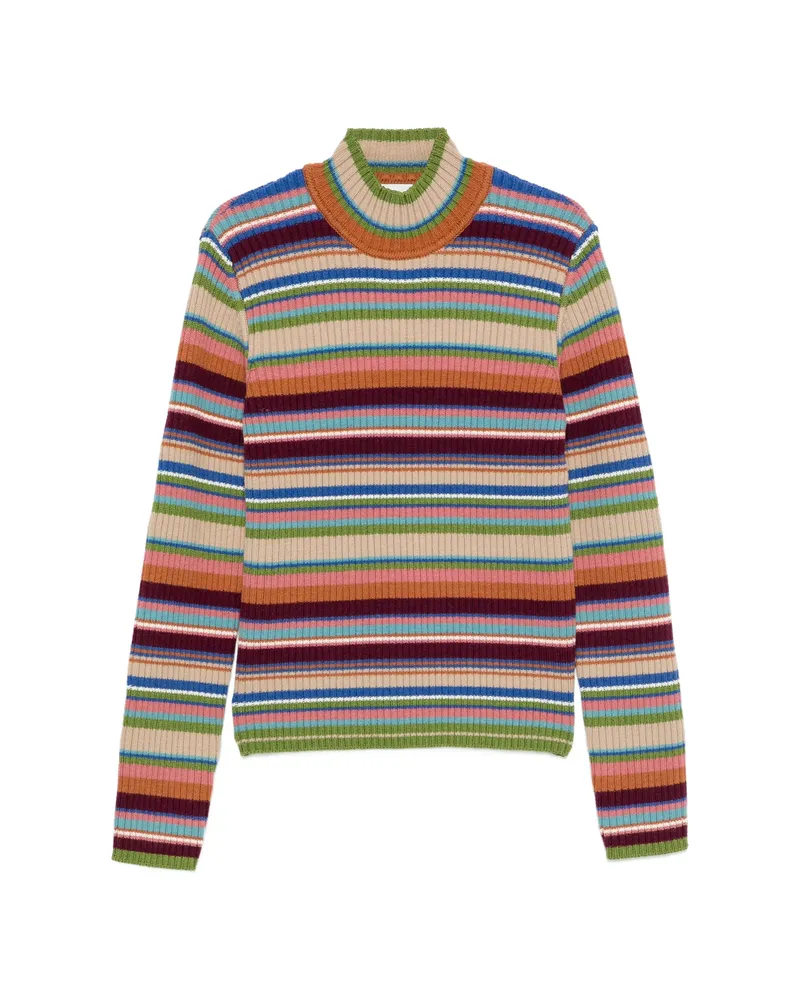 Dries van Noten Striped Ribbed-knit Sweater Neutrals