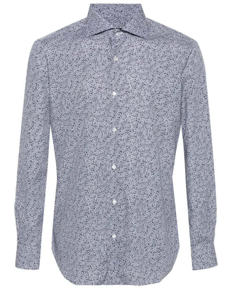 BARBA Floral-print Cotton Shirt Black