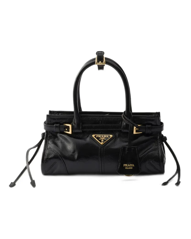 Prada Mini Bonnie Buckled Leather Shoulder Bag Black