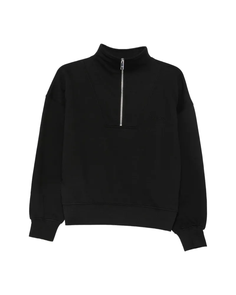 Calvin Klein Half-zip Logo-embroidered Sweater Black