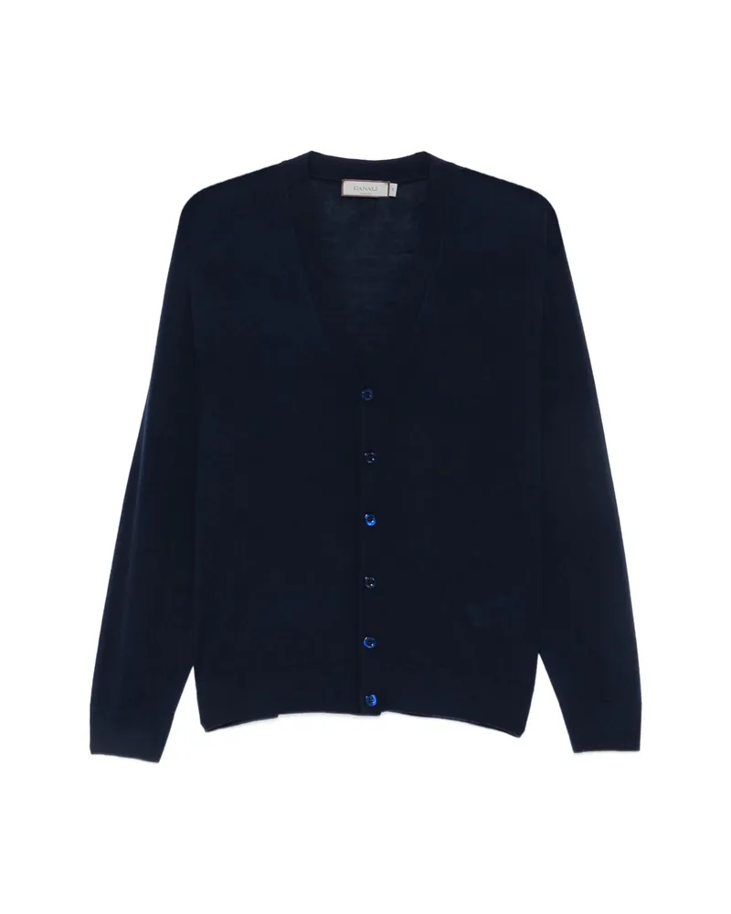 Canali Button-fastening V-neck Cardigan Blue