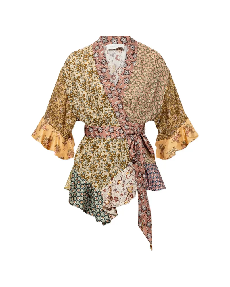 Zimmermann Fairlight Scarf Wrap Top Neutrals