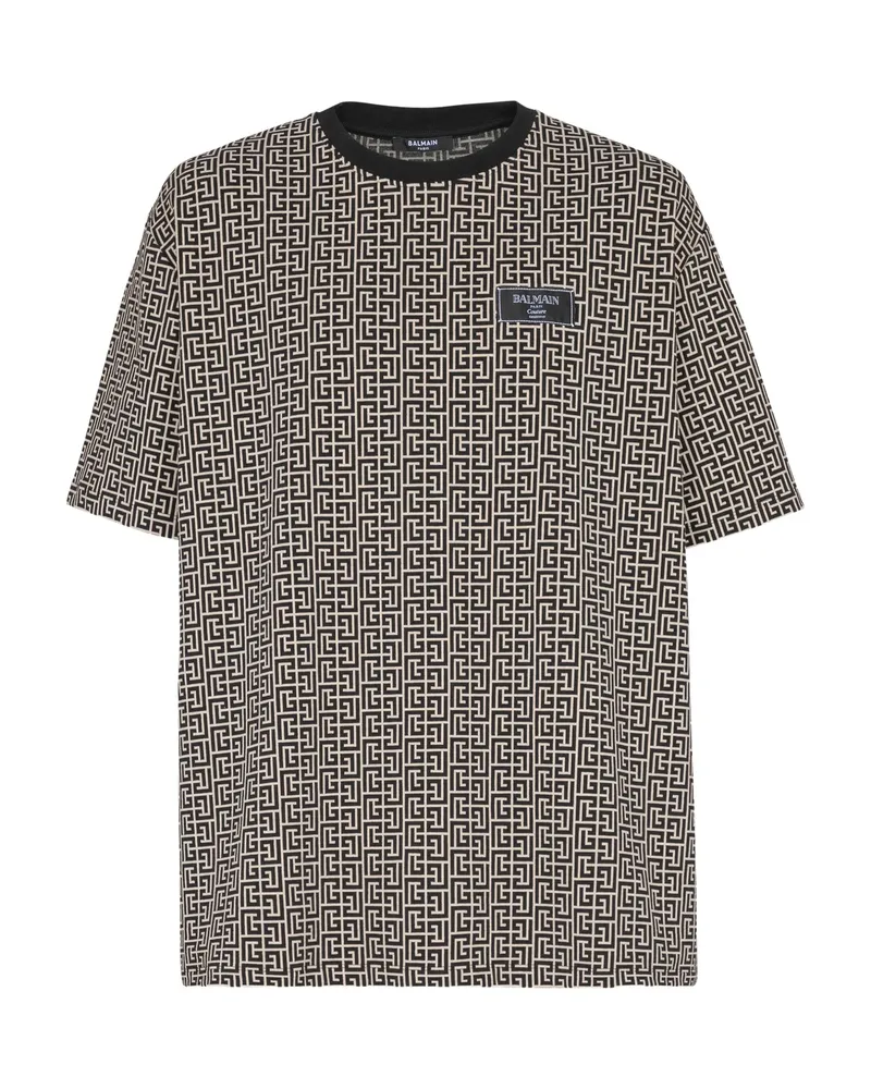 Balmain Monogram-jacquard T-shirt Black