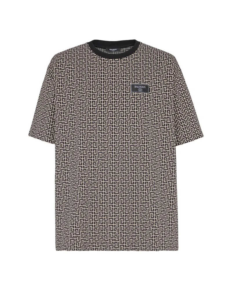 Balmain Monogram-jacquard T-shirt Black