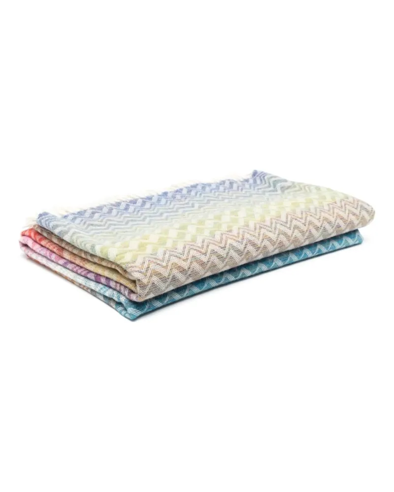 Missoni Home Zigzag-pattern Fringed Throw Red