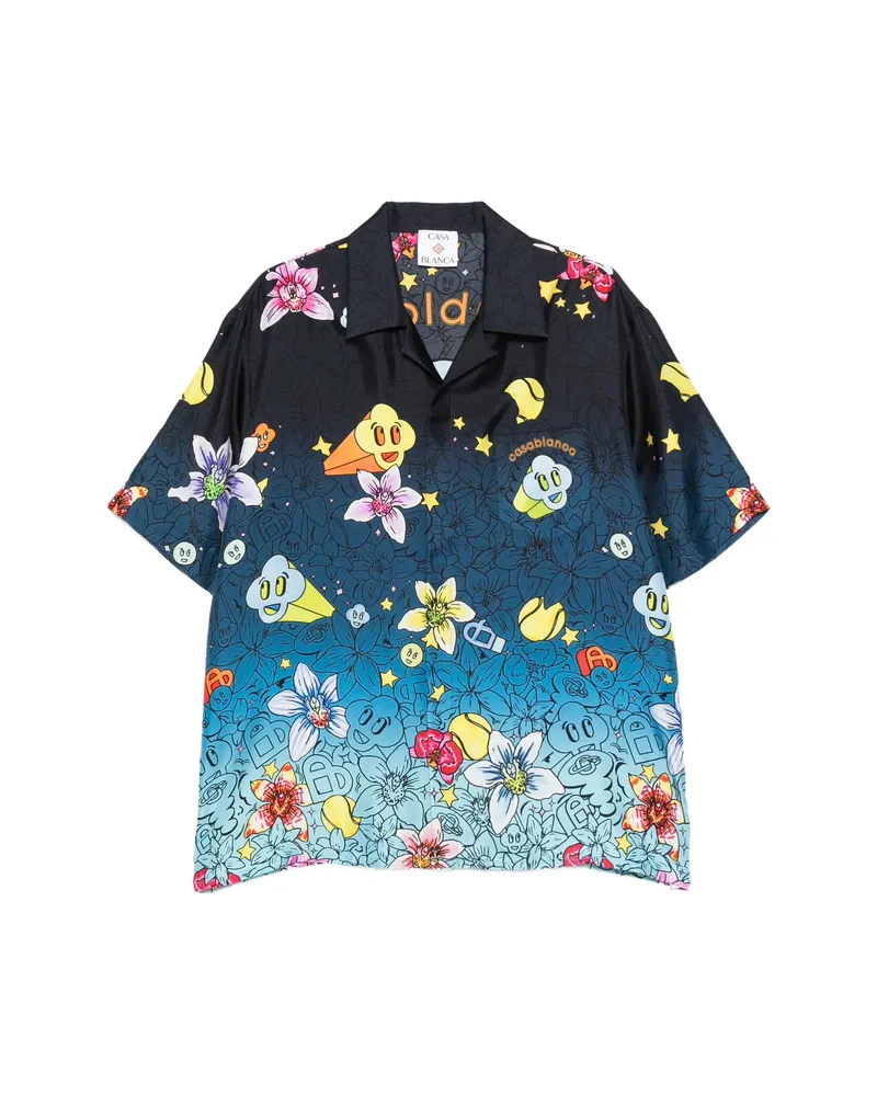 Casablanca Paris Floral-print Shirt Black