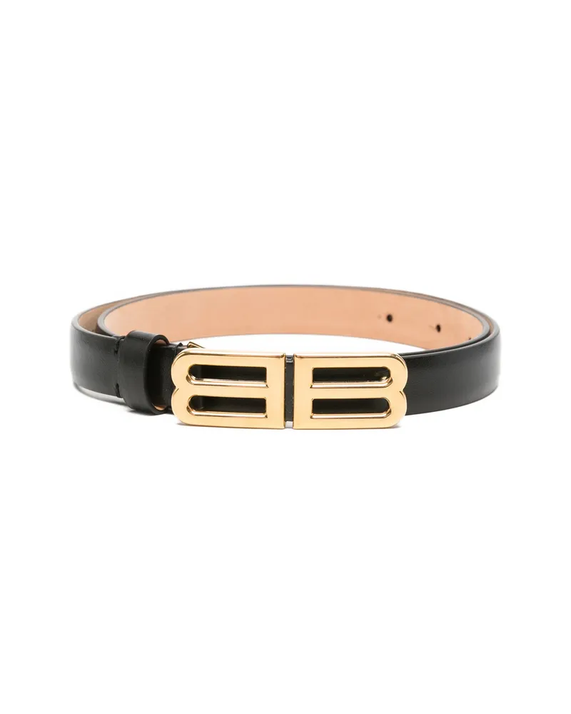 Balenciaga BB Logo Leather Belt Black