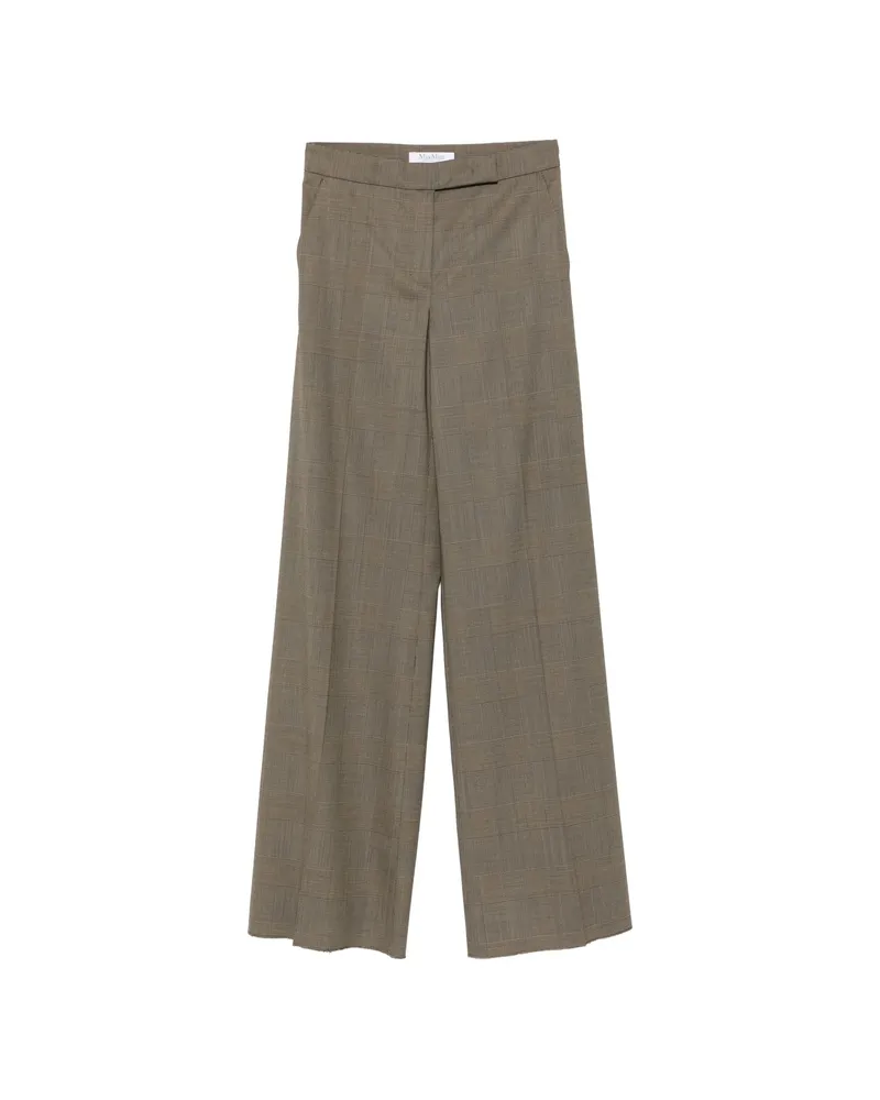 Max Mara Netto Check-pattern Wide-leg Trousers Green