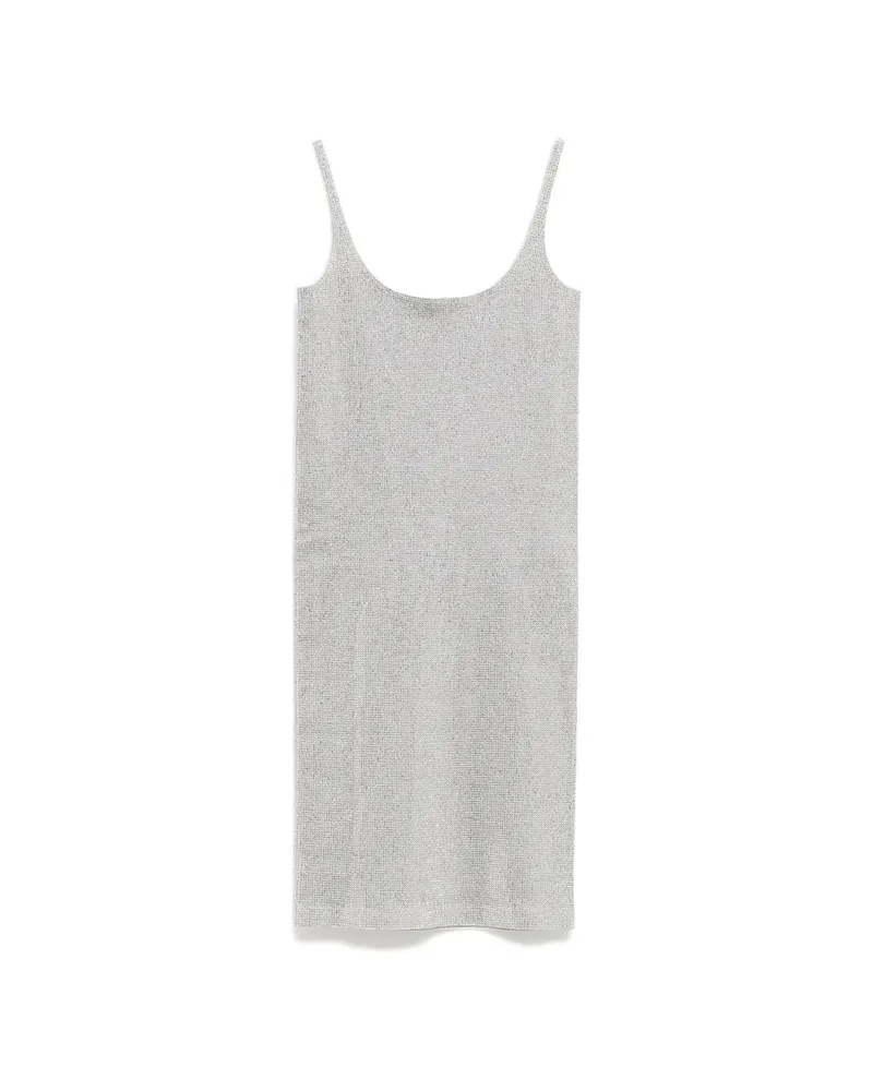 Gucci Rhinestone-embellished Mini Slip Dress Silver