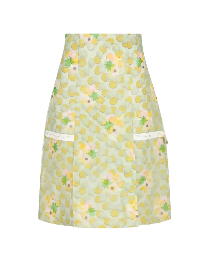 Fendi Floral-print Pocket Midi Skirt Green
