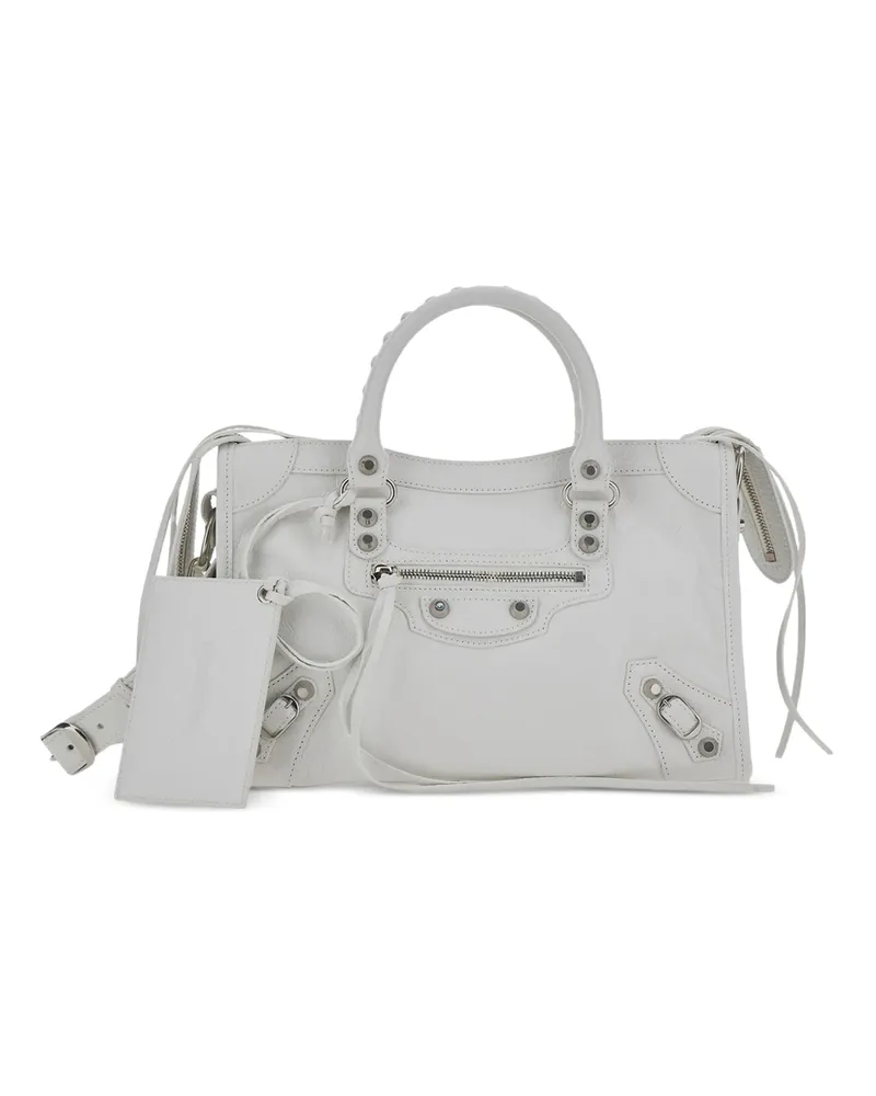 Balenciaga Small Le City Leather Tote Bag White