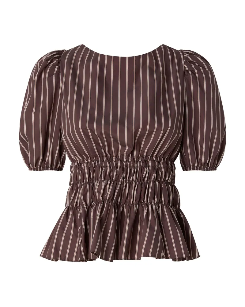 Pinko Striped-pattern Ruched Blouse Brown