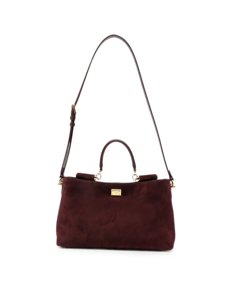 Dolce & Gabbana Vittoria Logo-plaque Tote Bag Red