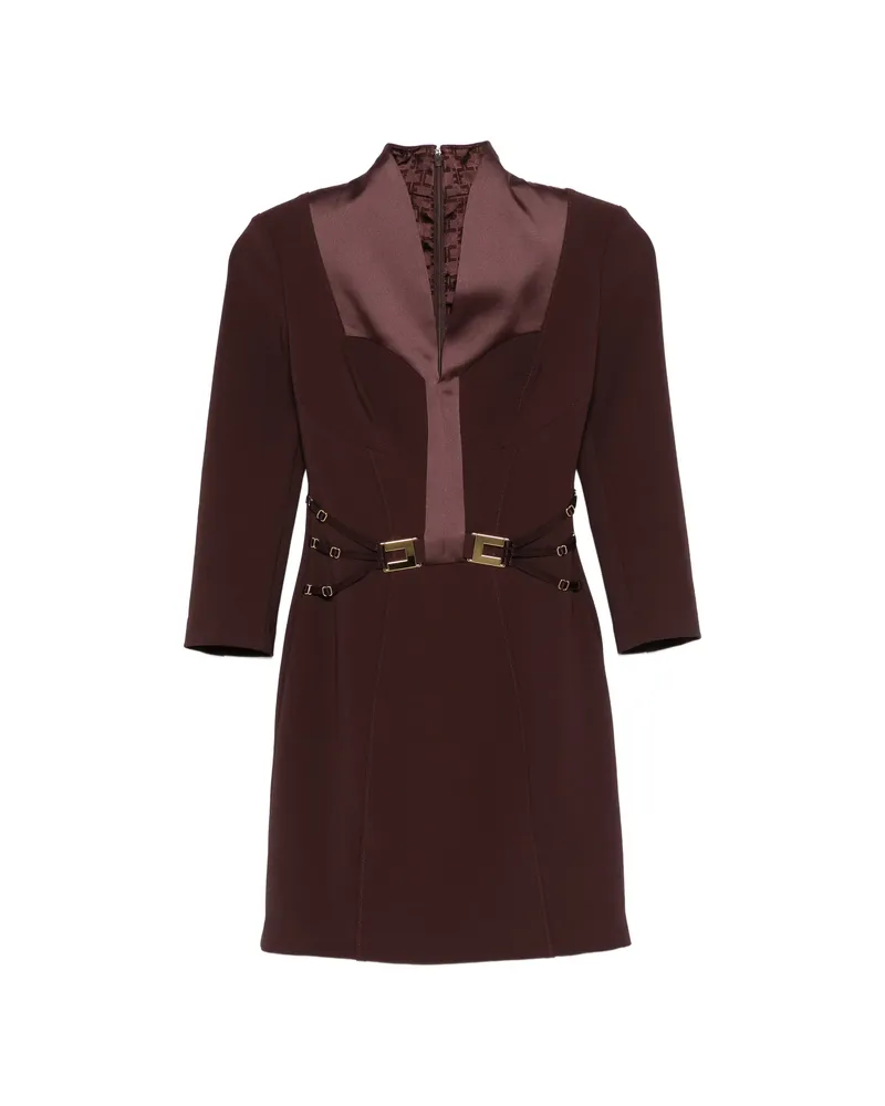 Elisabetta Franchi Buckle Detail Mini Dress Brown