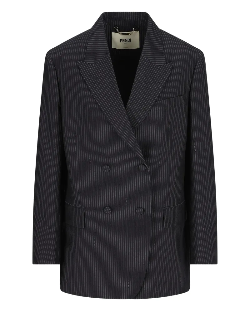Fendi Pinstripe Flap-pocket Blazer Blue
