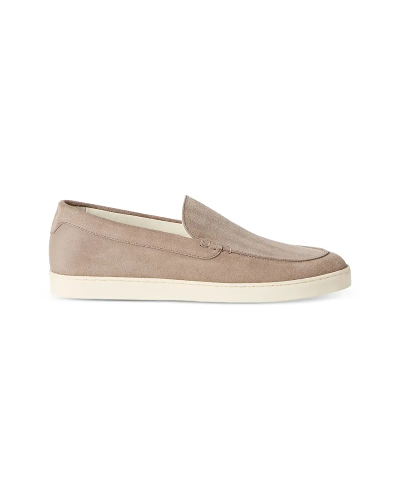 Brunello Cucinelli Chevron-effect Suede Loafer Sneakers Brown