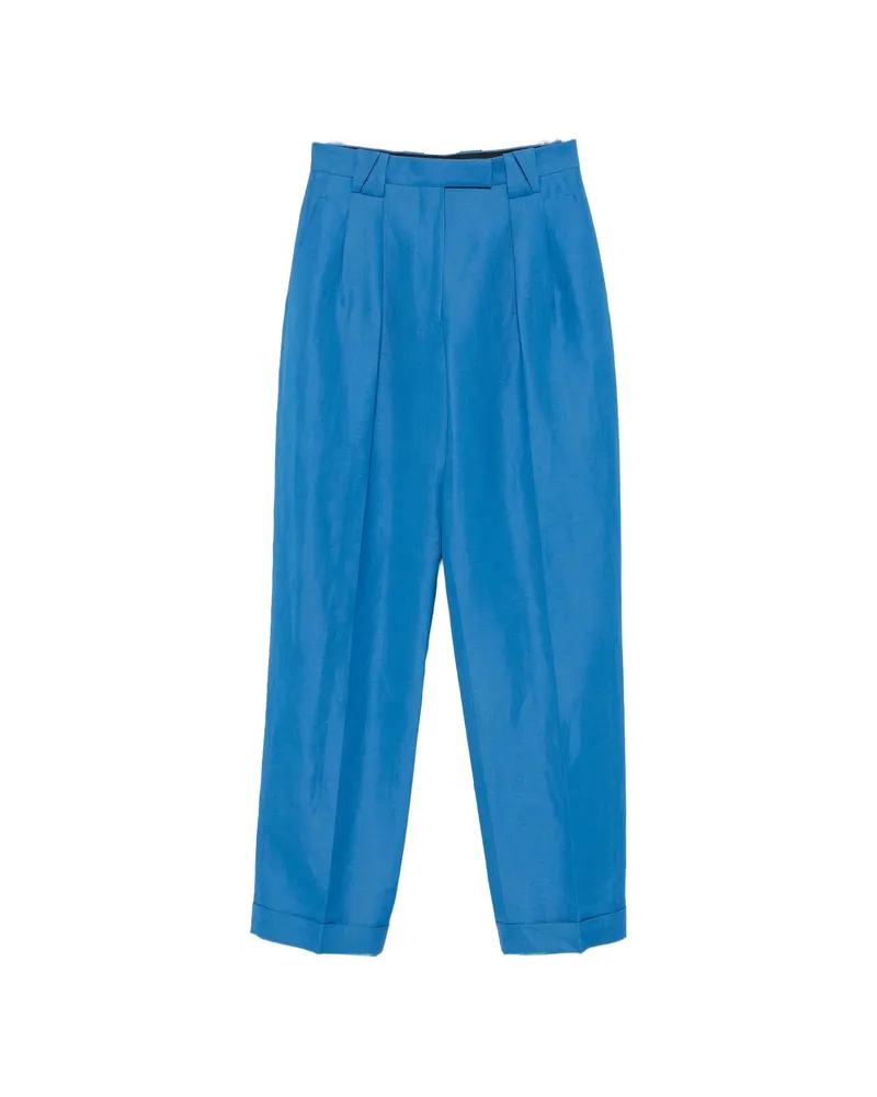 Versace Pleated Straight-leg Trousers Blue