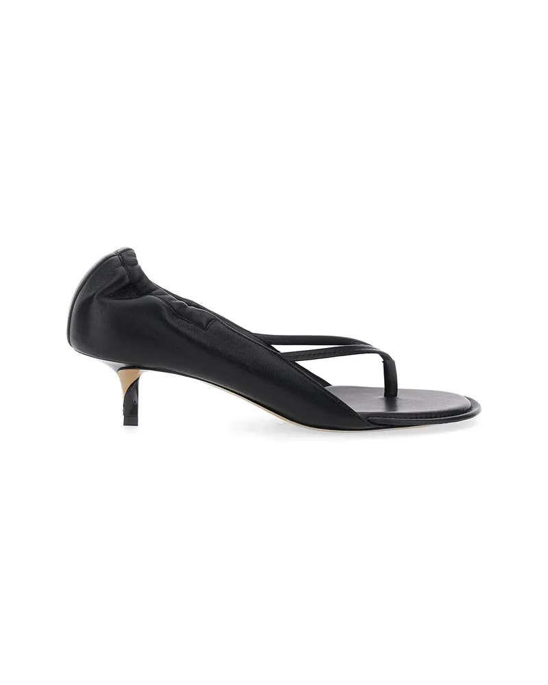 Jacquemus Gathered Leather Sandals Black
