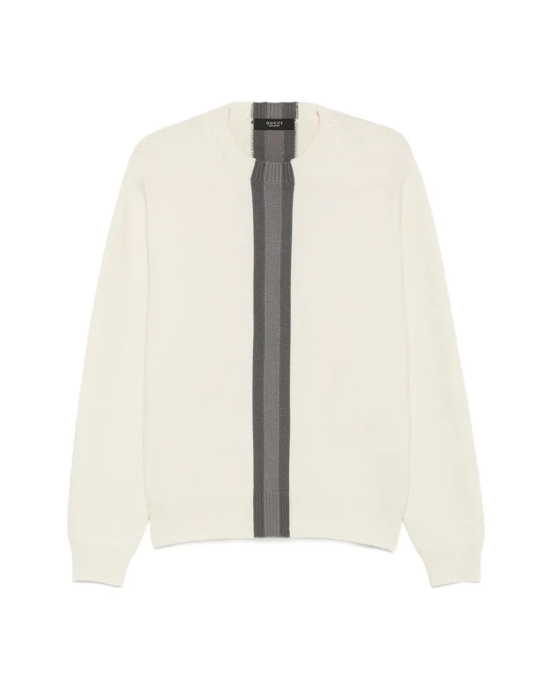 Gucci Stripe-detail Crew-neck Sweater White