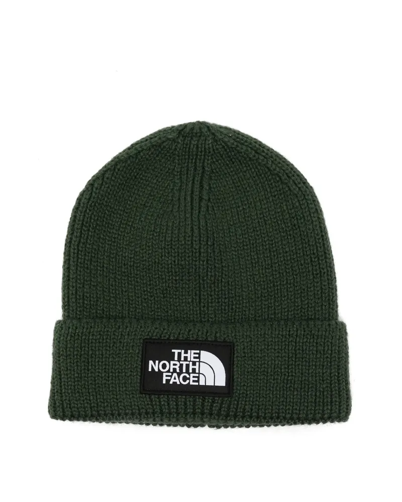The North Face Logo-patch Ribbed-knit Beanie Hat Green