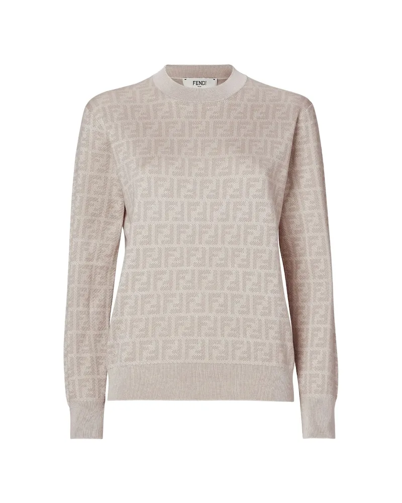 Fendi Jacquard-motif Sweater Neutrals