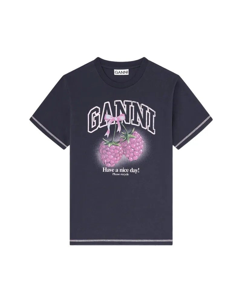 Ganni Graphic T-shirt Blue