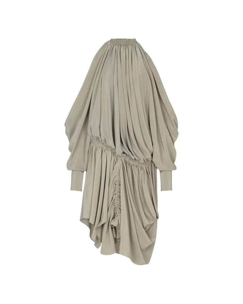 Balmain Draped Silk Crepe Mini Dress Green