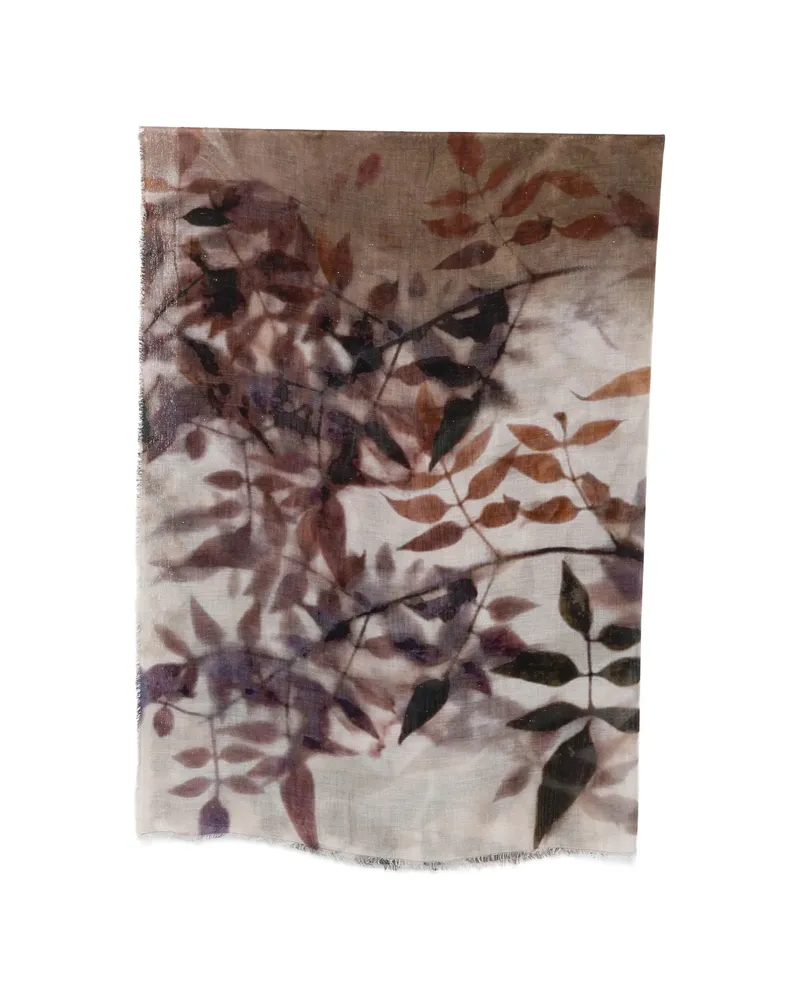 Faliero Sarti Dafne Leaf-print Scarf Neutrals