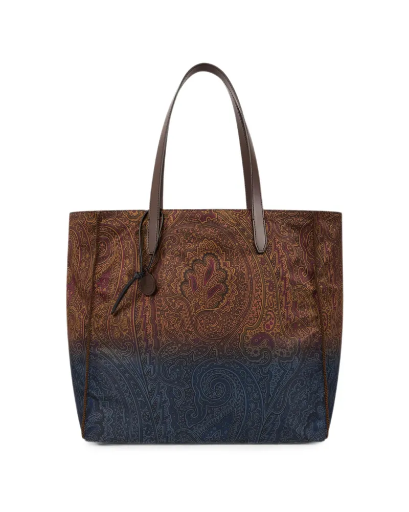 Etro UNFOLD ME NYLON TOTE BAG WITH DEGRADÉ ARNICA MOTIF Brown